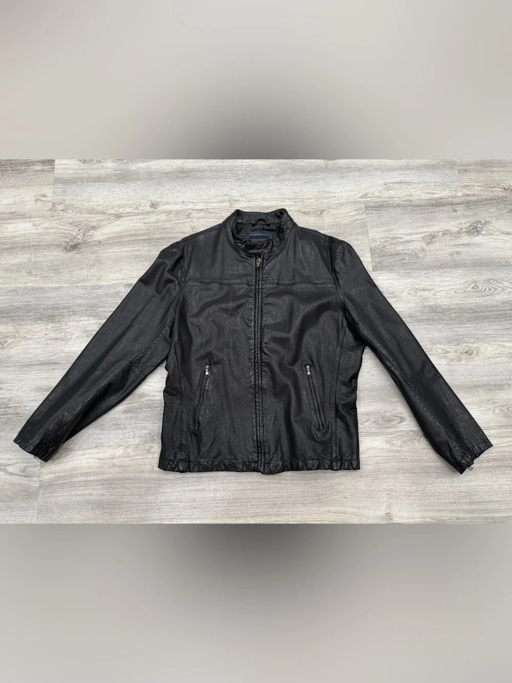 Men's Banana Republic Black Leather Zip-Front Jacket